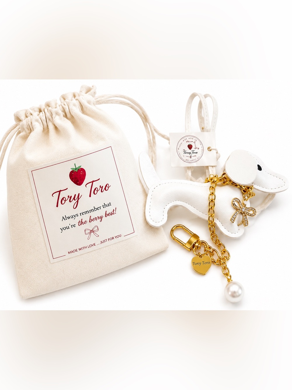NWT White Leather Dachshund Bag Charm | 18K Gold Stainless
πΆπ€ - Picture 4 of 10
